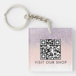 Zakelijke QR-code Monogram Glitter voor Koppels  Sleutelhanger