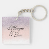 Zakelijke QR-code Monogram Glitter voor Koppels  Sleutelhanger (Achterkant)