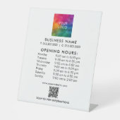 Zakelijke QR code Openingstijden Logo Aangepast Reclamebord Met Voetstuk (Voorkant)