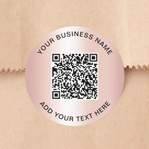 Zakelijke QR-code roze goud Ronde Sticker