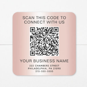 Zakelijke QR Code Roze Goud Vierkante Sticker