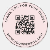 Zakelijke QR Code Sjabloon Bedankt Pink Ronde Sticker (Voorkant)