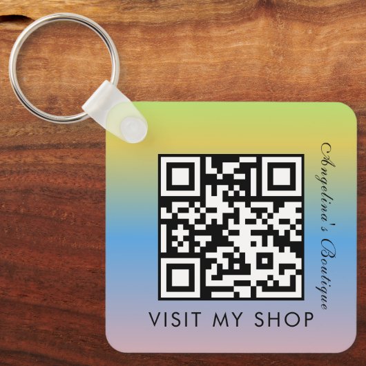 Zakelijke QR-code verloop monogram sleutelhanger (Voorkant)