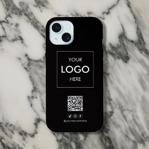 Zakelijke QR-code voor sociale media Zwart iPhone 15 Hoesje