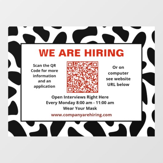Zakelijke QR-code voor vacatures personaliseren Raamsticker (Vel)