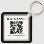 Zakelijke QR-code | Zwart & Wit Sleutelhanger (Achterkant)