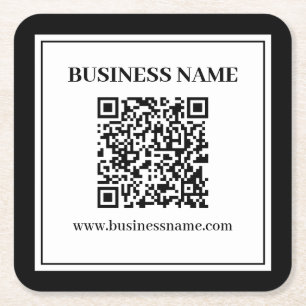 Zakelijke QR-code Zwart & Wit Vierkante Kartonnen Onderzetter