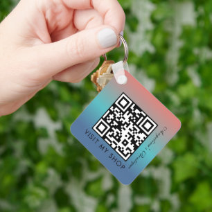 Zakelijke QR-codecgradiënt monogrammen Sleutelhanger