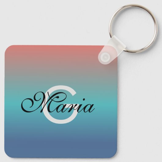 Zakelijke QR-codecgradiënt monogrammen Sleutelhanger (Achterkant)