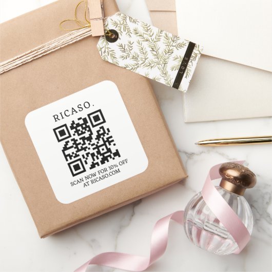 Zakelijke QR-promotiecode Vierkante Sticker (Geschenken)