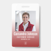 Zakelijke Rode Kleurovergang Medewerker ID-foto Badge (Voorzijde)