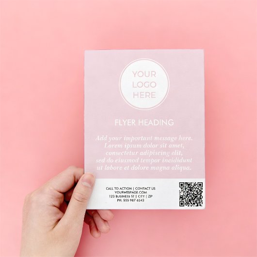 Zakelijke Roze Logo QR Code Sjabloon Flyer