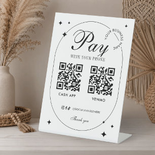 Zakelijke Scan To Pay 2 QR-codes trendy minimalist Reclamebord Met Voetstuk