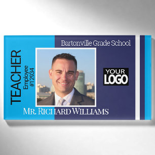 Zakelijke / School Fotoidentificatie - Blauw en Ma Naambadge