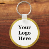 Zakelijke Sjabloon Faux Gold Border Uw Logo hier Sleutelhanger (Voorkant)