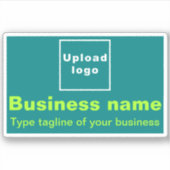 Zakelijke tagline op Blauwgroen groen rechthoek vi Sticker (Voorkant)