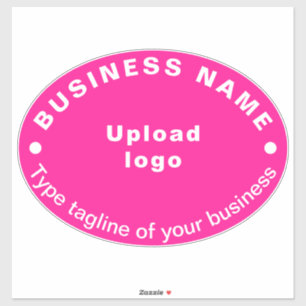 Zakelijke tagline op roze grote ovale vorm vinyl sticker