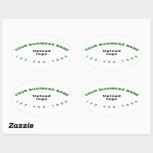 Zakelijke telefoon Aantal Groene Teksten over Wit Ovale Sticker