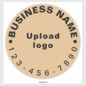 Zakelijke telefoon op lichtbruin groot rond vinyl sticker (Vel)