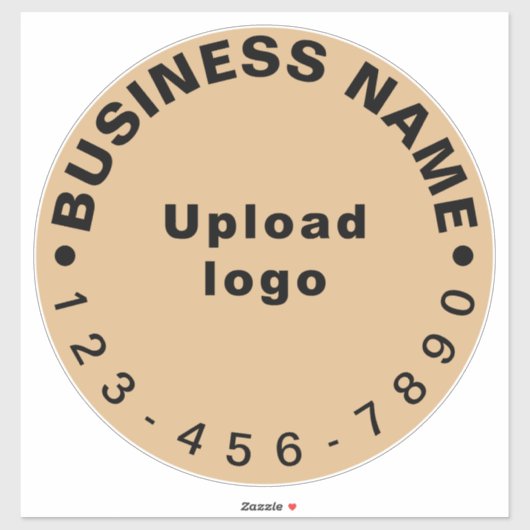 Zakelijke telefoon op lichtbruin groot rond vinyl sticker (Vel)