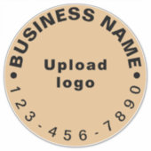 Zakelijke telefoon op lichtbruin groot rond vinyl sticker (Voorkant)