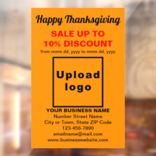 Zakelijke Thanksgiving Sale in de kleur Oranje Raamsticker