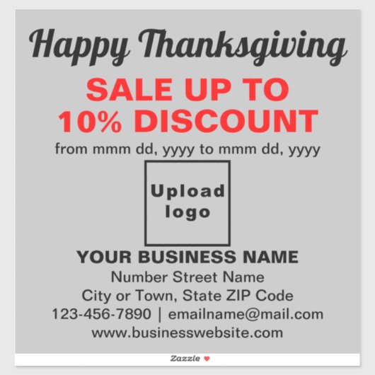 Zakelijke Thanksgiving Sale op Grijs Vinyl Sticker (Vel)