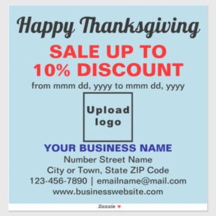 Zakelijke Thanksgiving Sale op lichtblauw vinyl Sticker