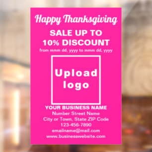 Zakelijke Thanksgiving Sale op Pink Window Cling Raamsticker