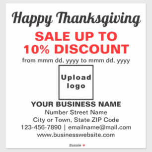 Zakelijke Thanksgiving Sale op witte vinyl sticker