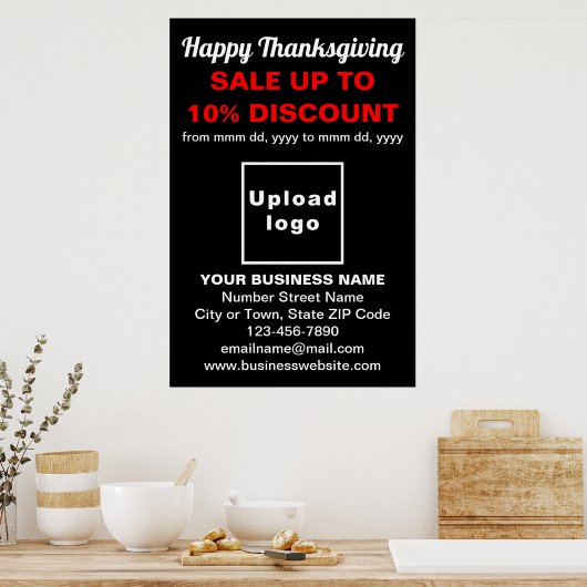 Zakelijke Thanksgiving Sale op zwart Poster (Keuken)