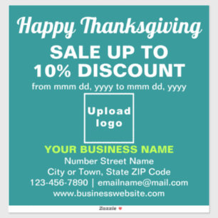 Zakelijke Thanksgiving-uitverkoop op turkooizen gr Sticker