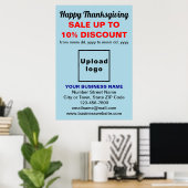 Zakelijke Thanksgiving Verkoop op Lichtblauw Poste Poster (Thuiskantoor)