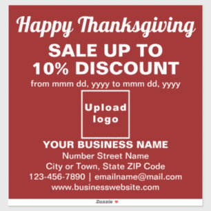 Zakelijke Thanksgiving Verkoop op Rode Vinyl Stick Sticker