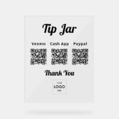Zakelijke tipjar QR-code logo Acryl Bord (Voorkant)