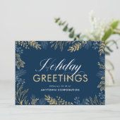 Zakelijke vakantie Groeten Gold Foliage Corporate Feestdagenkaart (Staand voorkant)