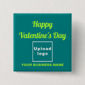 Zakelijke Valentijn groet op Blauwgroen Green Squa Vierkante Button 5,1 Cm (Voorkant)