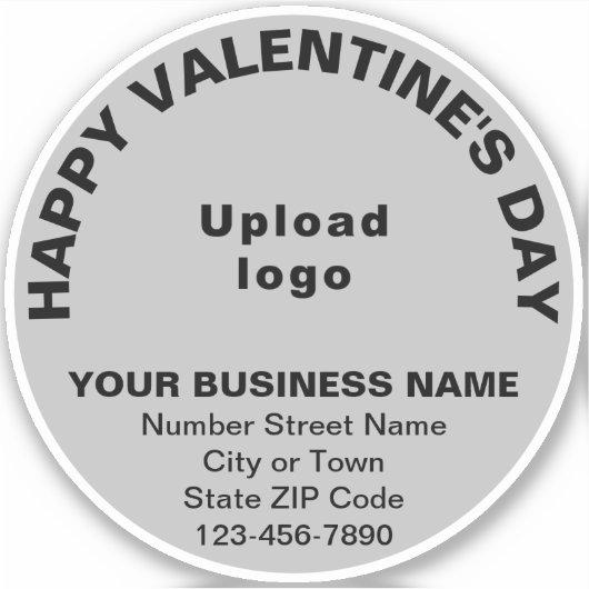 Zakelijke Valentijn Groet op Grijs Rond Vinyl Sticker (Voorkant)