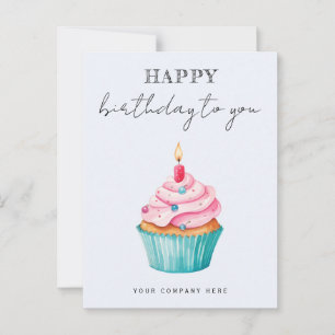 Zakelijke Verjaardag Waterverf Cupcake Briefkaart