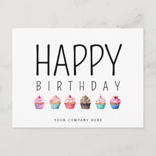 Zakelijke Verjaardagscupcake met Logo Briefkaart