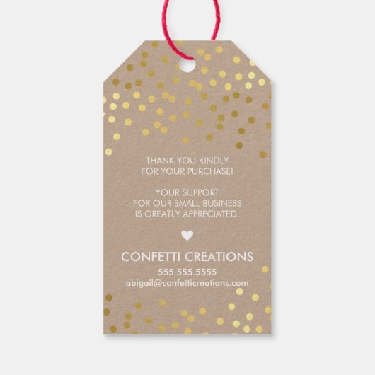 ZAKELIJKE VERPAKKING LABEL gouden confetti spots k Cadeaulabel (Achterkant)