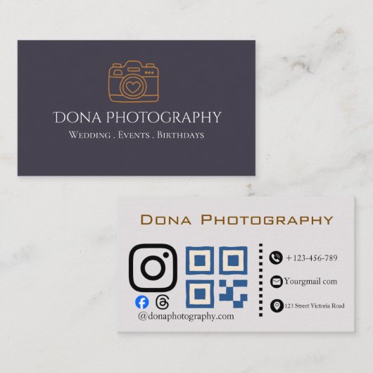 Zakelijke Visitekaart voor Professioneel Fotograaf Visitekaartje (Voorkant / Achterkant)
