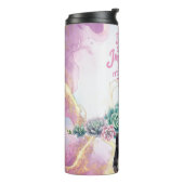 Zakelijke vrouw prestatie thermosbeker (Gedraaid links)