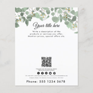Zakelijke Waterverf Eucalyptus Greenery QR-code Flyer