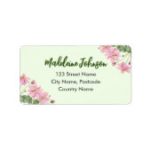 Zakelijke Waterverf Gentle Roze Japans Anemone Etiket (Voorkant)