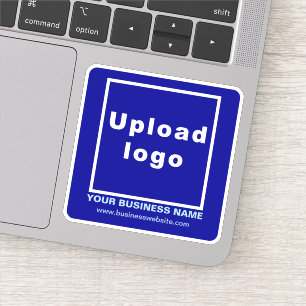 Zakelijke website op blauwe vierkante vinyl sticke sticker
