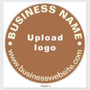 Zakelijke website op bruine grote ronde vinyl sticker