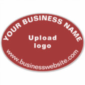 Zakelijke website op rood groot ovaal vorm vinyl sticker (Voorkant)