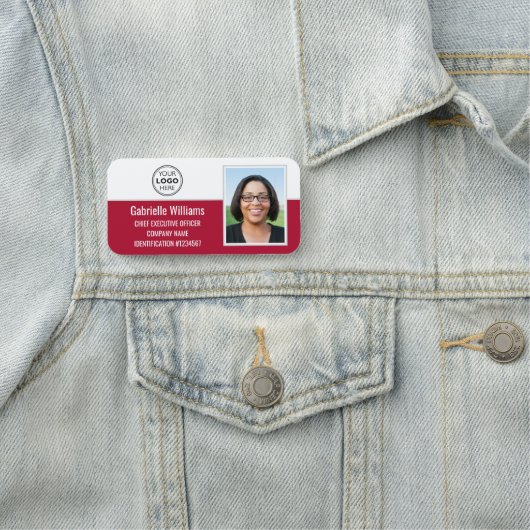 Zakelijke werknemer ID Foto Beveiliging Rood Naamplaatje (In situ)