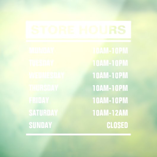 Zakelijke winkel openingstijden raamsticker (Vel 3)
